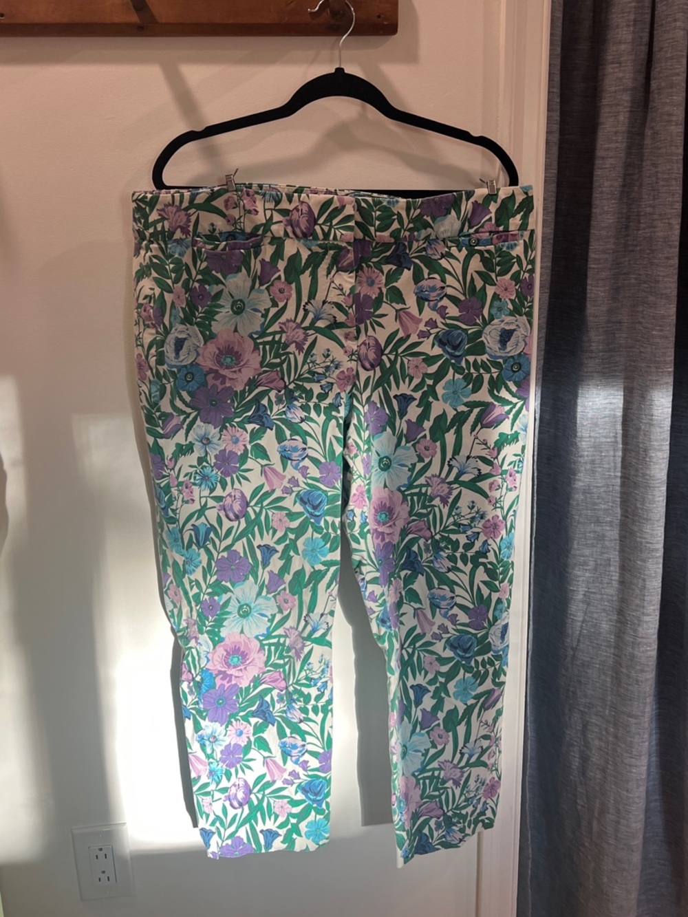 Talbots Floral Crop Dress Pants in Green & Purple